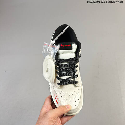 Nike SB Dunk Low Supreme Light Grey Black Red White EU 36-45 Skate Shoe - Unisex (BS-63114)