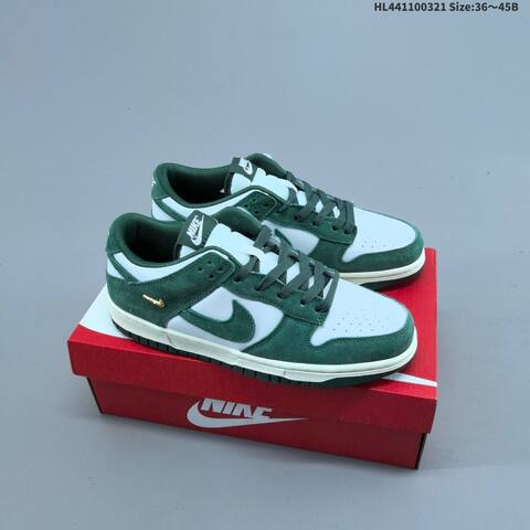 Nike Dunk Low White Dark Green Sail Gold EU 36-45 Skate Shoe - Unisex (BS-61203)