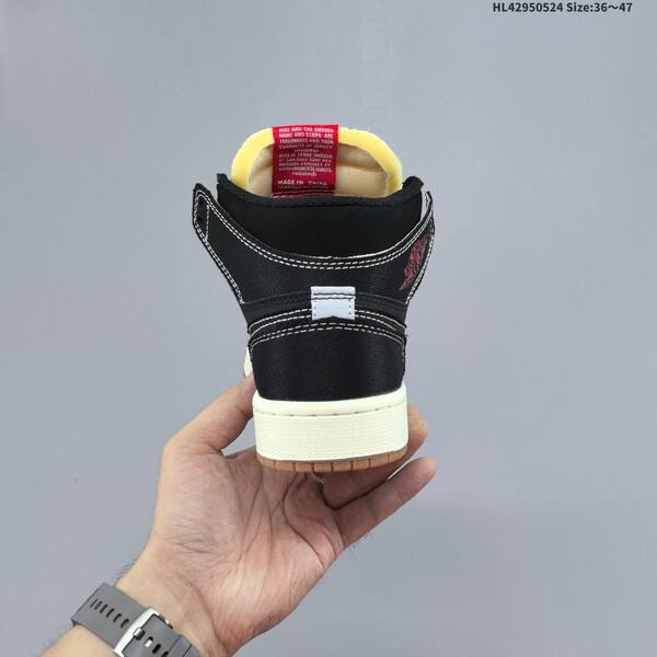 Nike Air Jordan 1 Retro Mid black/cream/white with red accents 36~47 basketball