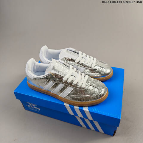 Adidas Samba Vegan OG JR0035 Metallic Silver White Gum Brown EU 36-45 Skate Shoe - Unisex (BS-65497)