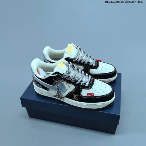Nike Air Force 1 07 LV8 Black White Grey Gold EU 36-45 Sneaker - Unisex (BS-61118)