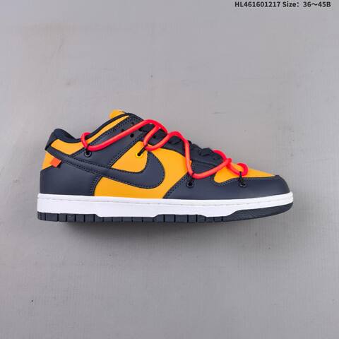 Nike Off-White x Nike Dunk Low Yellow Navy Neon Pink White EU 36-45 Skate Shoe - Unisex (BS-62618)