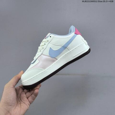 Nike WMNS Air Force 1 Shadow Off White Light Blue Pink Dark Brown EU 35 5-42 Sneaker - Unisex (BS-60394)