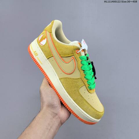 Nike Air Force 1 Low Tan Olive Green Orange Cream EU 36-45 Sneaker - Unisex (BS-61827)