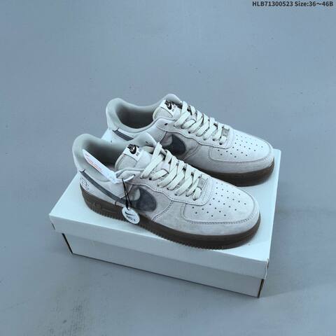 Nike Air Force 1 07 Light Gray Dark Gray Gum Brown EU 36-46 Sneaker - Unisex (BS-60194)