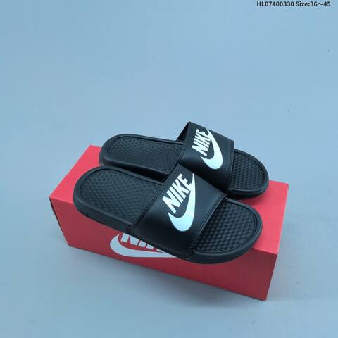 Nike Benassi Swoosh White Black EU 36-45 Slides - Unisex (BS-61038)