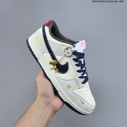 Nike Dunk Low Sail Navy Grey Red Gold EU 36-45 Skate Shoe - Unisex (BS-61806)