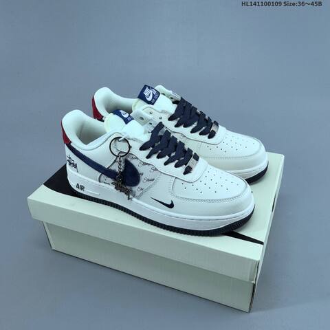 Nike Air Force 1 07 White Dark Green Dark Grey Red EU 36-45 Sneaker - Unisex (BS-62120)