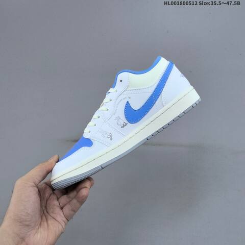 Jordan Air Jordan 1 Low White Blue Sail Yellow Grey EU 35 5-47 5 Sneaker - Unisex (BS-60396)