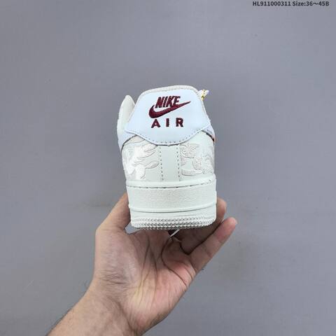 Nike Air Force 1 07 Off White White Burgundy Gold EU 36-45 Sneaker - Unisex (BS-61373)