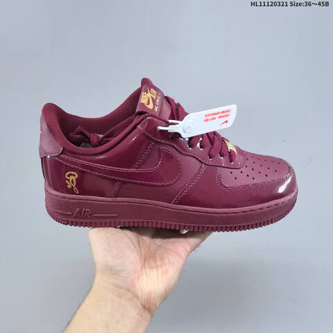 Nike Air Force 1 07 Black Grey White Burgundy Gold EU 36-45 Sneaker - Unisex (BS-61214)