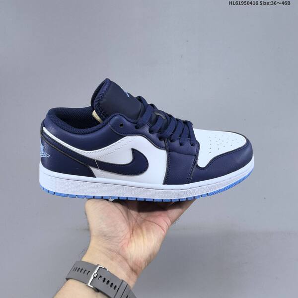 Jordan Air Jordan 1 Low black/white/tan pony hair and navy/white/light blue EU 36-46 basketball