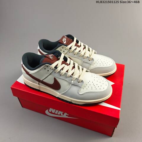 Nike SB Dunk Low Off White Burgundy Dark Navy Cream EU 36-46 Skate Shoe - Unisex (BS-63080)