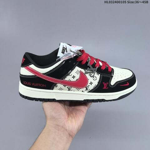 Nike Dunk Low Black White Red EU 36-45 Skate Shoe - Unisex (BS-62232)