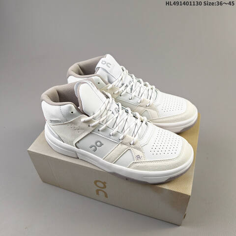 On THE ROGER Clubhouse Mid White Beige Pink EU 36-45 Sneaker Casual Sneakers - Unisex (BS-69759)