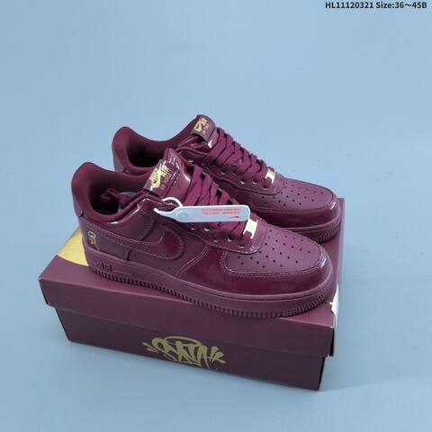 Nike Air Force 1 07 Black Grey White Burgundy Gold EU 36-45 Sneaker - Unisex (BS-61214)