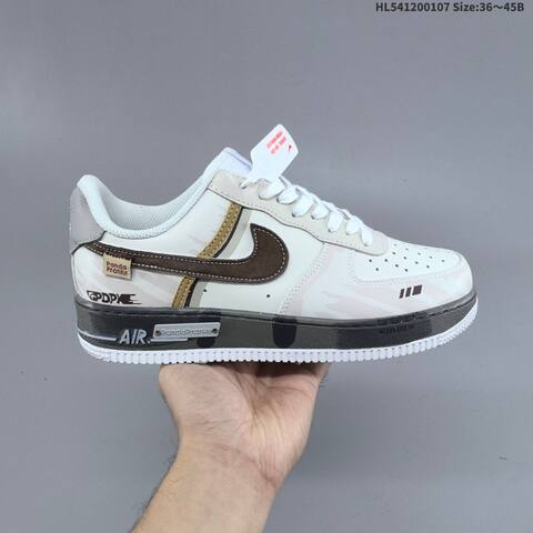 Nike Air Force 1 Low White Dark Brown Black Gray EU 36-45 Sneaker - Unisex (BS-62176)