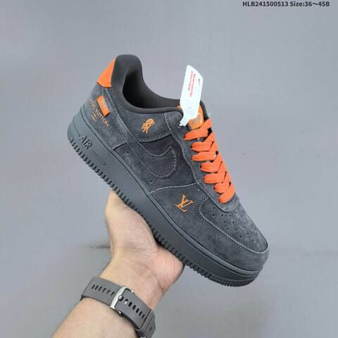 Nike Air Force 1 07 LV8 Dark Grey Orange EU 36-45 Sneaker - Unisex (BS-60351)