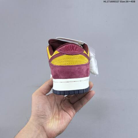 Nike SB Dunk Low Pro Burgundy Yellow Sail Black EU 36-45 Skate Shoe - Unisex (BS-61097)