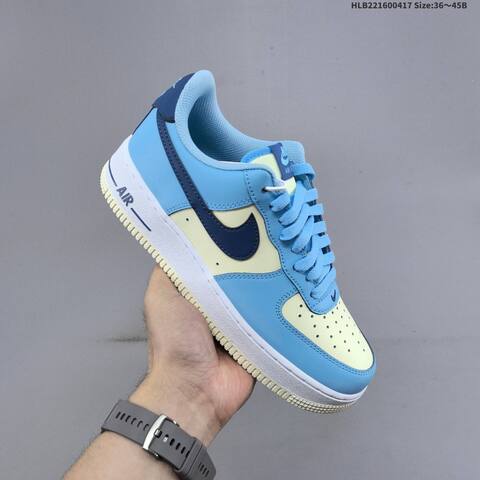 Nike Air Force 1 07 Low Light Blue Pale Yellow Navy White EU 36 45 Sneaker EU 36-45 - Unisex (BS-60673)