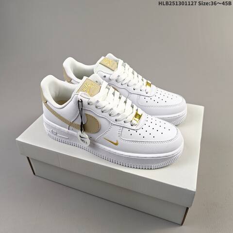 Nike Air Force 1 07 White Light Grey Gold EU 36-45 Sneaker - Unisex (BS-63007)