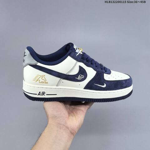 Nike Air Force 1 07 LV8 White Navy Blue Silver Gold EU 36-45 Sneaker - Unisex (BS-61979)