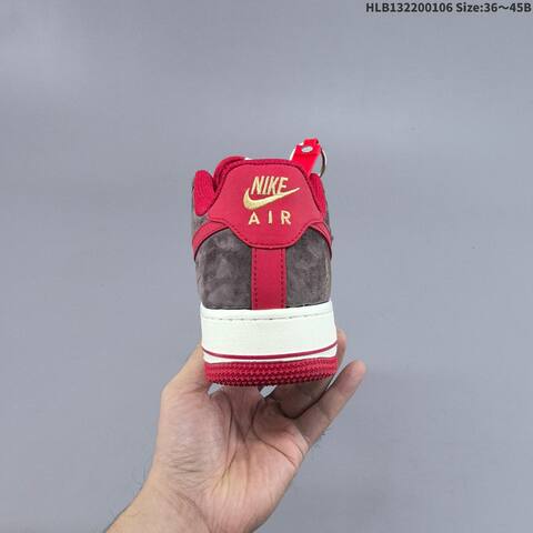 Nike Air Force 1 07 LV8 Dark Brown White Red Gold EU 36-45 Sneaker - Unisex (BS-62180)
