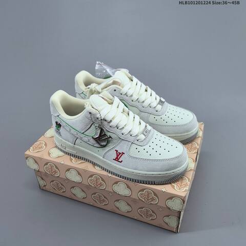 Nike Air Force 1 07 Low Light Grey Cream Green Red EU 36-45 Sneaker - Unisex (BS-62490)