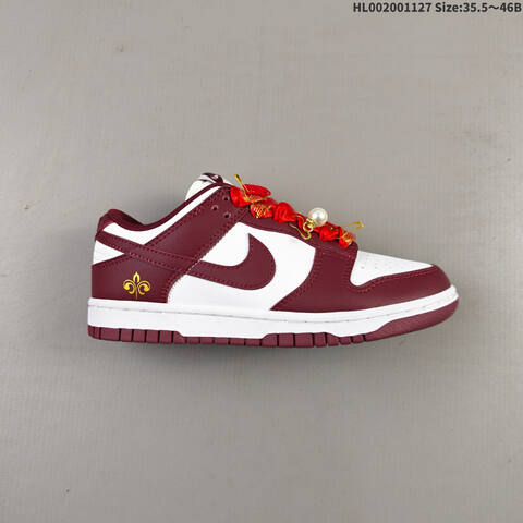 Nike SB Dunk Low Burgundy Red White Gold EU 35 5-46 Skate Shoe - Unisex (BS-63012)