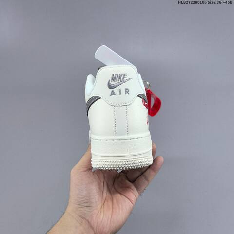 Nike Air Force 1 07 Low Beige Dark Gray Red EU 36-45 Sneaker - Unisex (BS-62192)