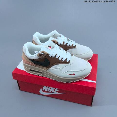 Nike Air Max 1 White Brown Black Beige Red EU 36-47 Sneaker - Unisex (BS-62214)