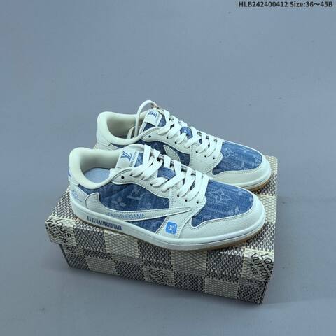 Nike Air Jordan 1 Low Travis Scott Louis Vuitton Blue White Black Beige EU 36-45 Sneaker - Unisex (BS-60796)