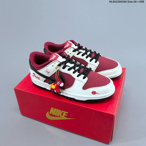 Nike SB Dunk Low Year Of The Horse Sail Burgundy Black Red White EU 36-45 Skate Shoe - Unisex (BS-61458)