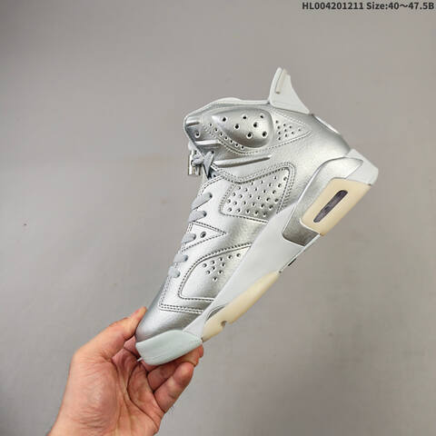 PSG x Air Jordan 6 Retro Silver Metallic AIR JORDAN 6 Aj6 Lifestyle (BS-67491)