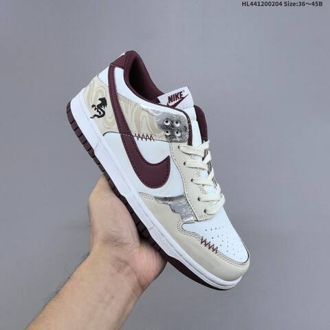 Nike SB Dunk Low White Beige Burgundy Silver EU 36-45 Skate Shoe - Unisex (BS-61548)