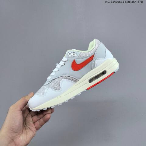 Nike Air Max 1 White Grey Red Cream Light Green EU 36-47 Sneaker - Unisex (BS-60039)