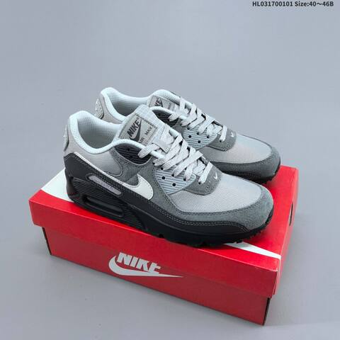 Nike Air Max 90 Grey Black White Red Navy EU 40-46 Running Shoe - Men's (BS-62278)
