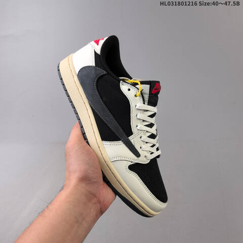 Travis Scott x Air Jordan 1 Low Medium Olive 5 0 AIR JORDAN 1 Aj1 Lifestyle (BS-67413)