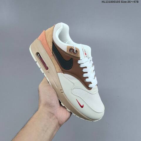 Nike Air Max 1 White Brown Black Beige Red EU 36-47 Sneaker - Unisex (BS-62214)