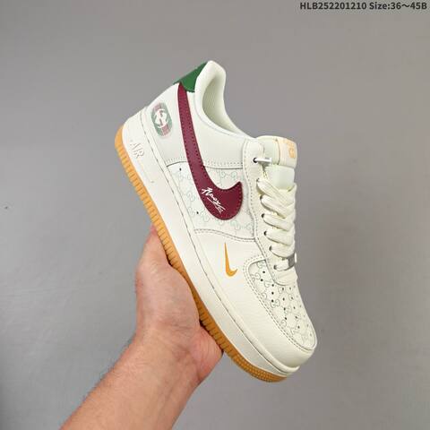 Nike Air Force 1 07 LV8 Off White Burgundy Green Gum EU 36 45 Sneaker EU 36-45 - Unisex (BS-62790)