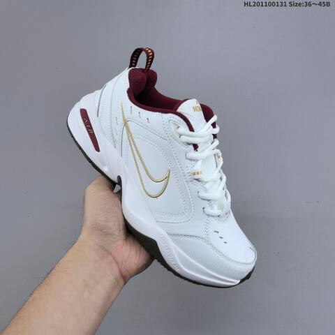 Nike Air Monarch IV Black White White Maroon Gold EU 36-45 Training Shoe - Unisex (BS-61628)