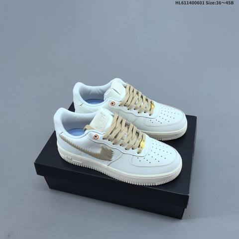 Nike Air Force 1 07 White Beige Gold Orange EU 36-45 Sneaker - Unisex (BS-60008)