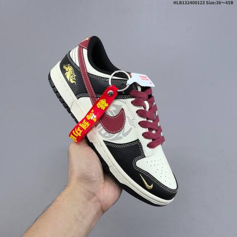Nike Dunk Low Off White Black Burgundy Gold EU 36-45 Skate Shoe - Unisex (BS-61801)