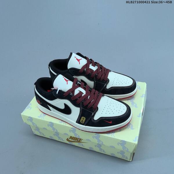 Nike Air Jordan 1 Low black/white/red 36~45 casual