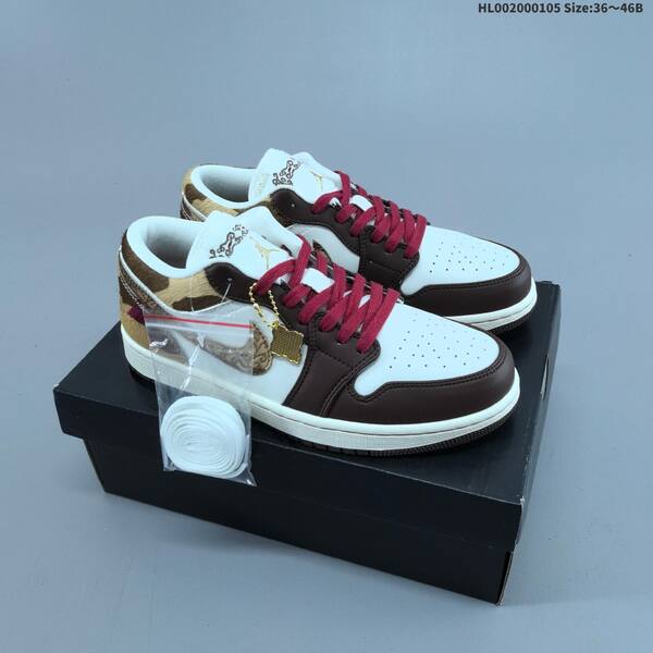 Jordan Air Jordan 1 Low white brown burgundy gold 36 46B casual lifestyle