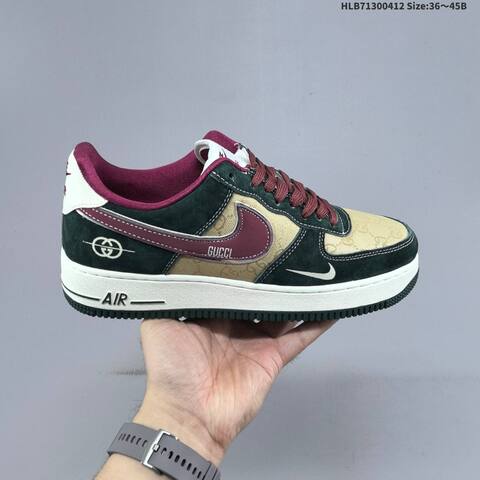 Nike Air Force 1 Low Black Burgundy White Dark Green Beige EU 36-45 Sneaker - Unisex (BS-60787)