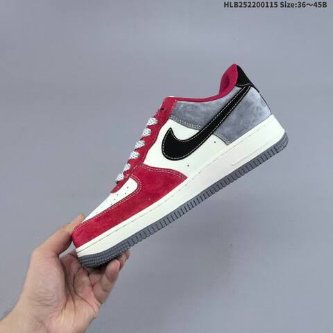 Nike Air Force 1 07 Low Red White Gray Black EU 36-45 Sneaker - Unisex (BS-61967)