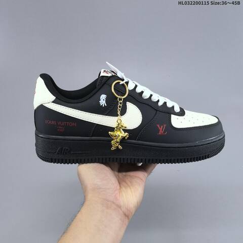 Nike Air Force 1 07 LV8 Black White Iridescent Silver EU 36-45 Sneaker - Unisex (BS-61981)