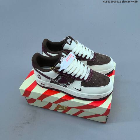 Nike Air Force 1 07 Low Light Beige Brown Red EU 36-45 Sneaker - Unisex (BS-60420)