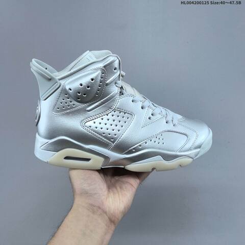 PSG x Air Jordan 6 Retro Paris Silver Metallic AIR JORDAN 6 Aj6 Lifestyle (BS-66835)